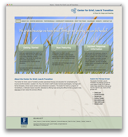 Center for Grief Loss and Transition Website Redesign